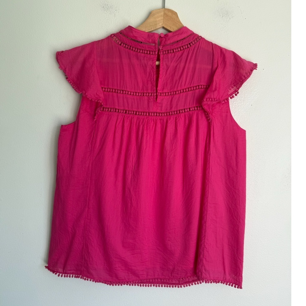 J. Crew Flutter-Sleeve Crocheted Lace Top Embroidered in Pink - Picture 5 of 7